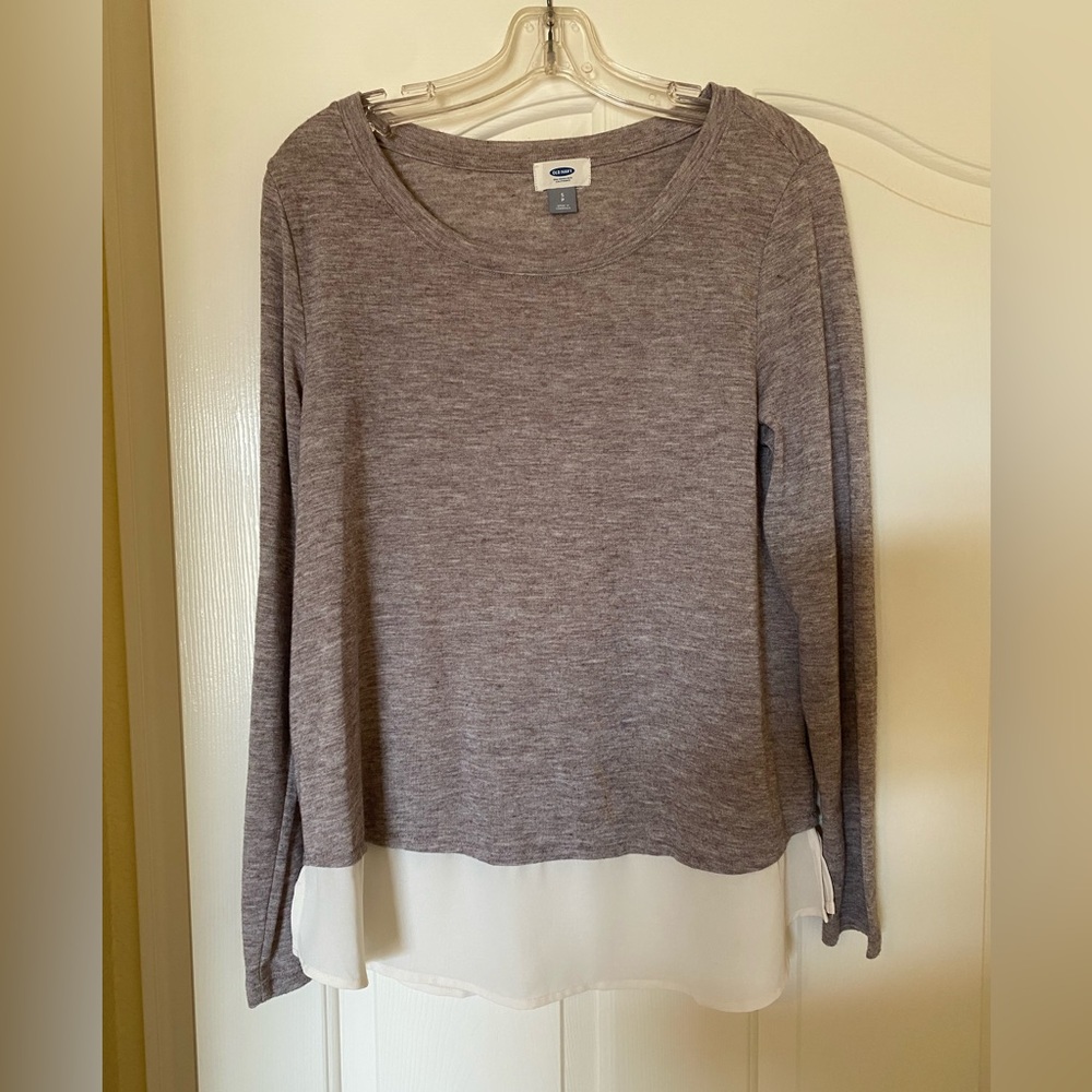 Old Navy Women’s Lightweight Sweater with Build in Blouse Brown Beige Small S